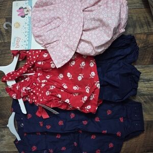 Baby Girl's Pink and Red Floral Outfit Set